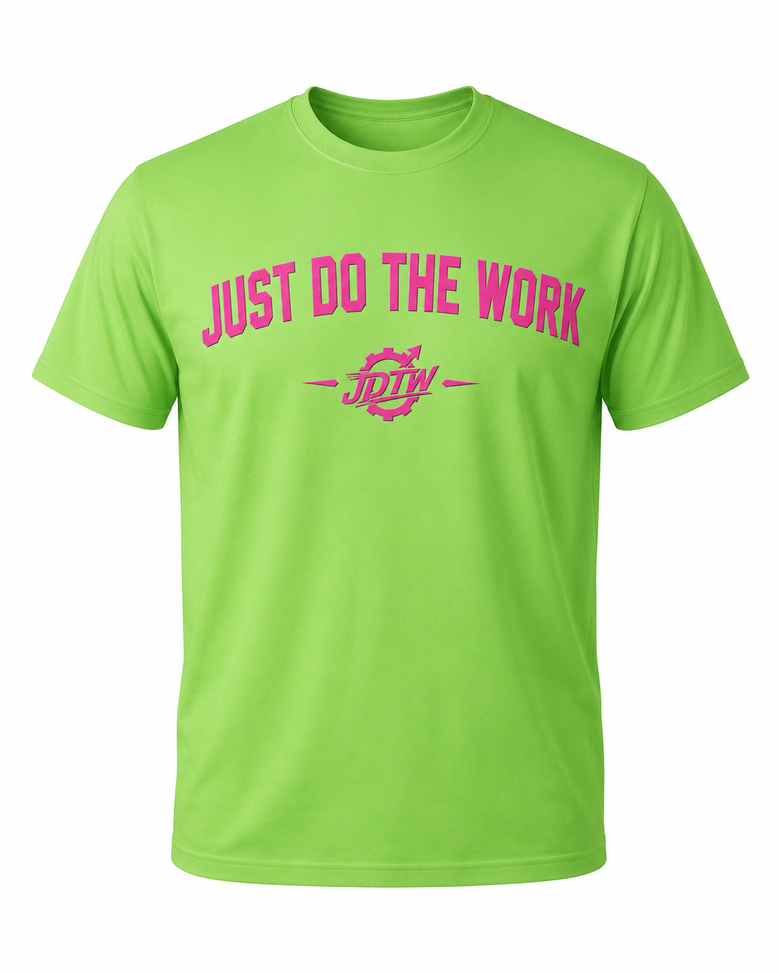 Just Do The Work™  Performance Tee – Lime Green & Pink